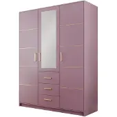 Masseno Drehtürenschrank ELISE 147/200/57,5 cm 3-türig mit Spiegel Violett