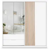 Masseno Drehtürenschrank AKALI 203/213/60 cm 3-türig mit Spiegel Weiß