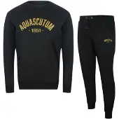 Aquascutum Old School Rundhalsausschnitt, Schwarze Trainingshose, Set