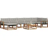 vidaXL Outdoor-Sofagarnitur mit Kissen 8 pcs Natürlich und Hellgrau