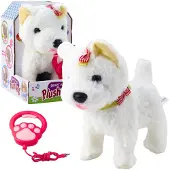 Leantoys Lean Interaktiver Hund Mit Schleife An Der Leine Spaziergänge Bellen Weiß