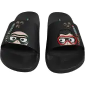 Dolce&Gabbana Schwarze Divers Leder Ballerinas Sandalen Strandmode Schuhe