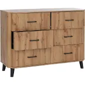 Mendler Kommode MCW-P42, Sideboard Schrank Anrichte, 6 Schubladen 86x120x40cm Wotan-Eiche-Optik