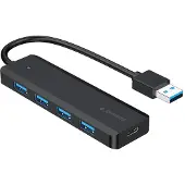 Gembird UHB-U3P4P-02, USB 3.2 Gen 1 (3.1 Gen 1) Type-A, USB 3.2 Gen 1 (3.1 Gen 1) Type-A, 5000 Mbit/s, Schwarz, 0,15 m, USB