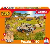 Schmidt Wild Life, In der Sarvanne, 60 Teile, mit Add-on (eine Original Figur Löwenjunge)