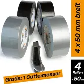 ILP Hinrichs 4 Rollen Panzerband schwarz und silber 50m