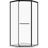 Vente-unique Fünfeckige Duschkabine mit Duschwanne – 90 x 90 x 195 cm – Mattschwarz – CRISTELIO
