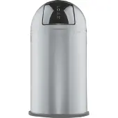 Wesco Abfallsammler 175831-11 PUSHBOY in SILBER mit 50 Liter Volumen und Klappdeckel / Abfalleimer / Mülleimer