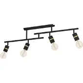 Eglo Deckenstrahler Lurone, 4-flammige Deckenlampe mit schwenkbaren Spots, Deckenleuchte aus Metall in Schwarz und Messing, Deckenspot mit E27 Fassung