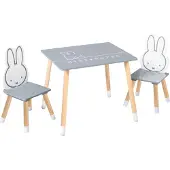 Roba Tisch und Stühle Nijntje junior wood grau/weiß 3-teilig