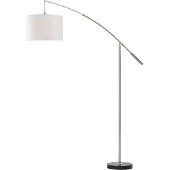 Eglo Stehlampe Nadina, Standleuchte aus Metall und Textil, Bogenlampe, Wohnzimmerlampe, Lampe mit Tritt-Schalter, Stofflampe mit E27