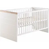 Roba Kombi-Kinderbett 'Nele' 70 x1 40 cm, Babybett umbaubar zum Juniorbett, weiß, Dekorleisten in 'Artisan Eiche'