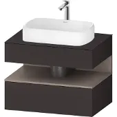Duravit Qatego Konsolenwaschtischunterbau, 1 Auszug, 1 Schubkasten, Ausschnitt mittig, 800x550x600mm, Nische Basalt Matt, QA4730043800010