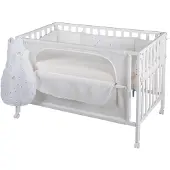 Roba safe asleep Room Bed 60 x 120 cm 'Sternenzauber', Beistellbett inkl. Zubehör, weiß lackiert