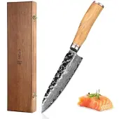 Wakoli Santokumesser I 17 cm Klinge I Olivenholzgriff und Hammerschlag