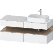 Duravit Qatego Konsolenwaschtischunterbau, 2 Auszüge, 2 Schubkästen, Ausschnitt rechts, 1400x550x600mm, Nische Eiche Mamoriert, QA4766055180000