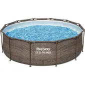 Bestway 56709 Steel Pro Max Frame Pool Set rund Filterpumpe Leiter braun 366x100