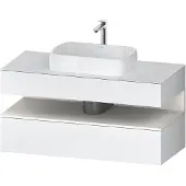 Duravit Qatego Konsolenwaschtischunterbau, 1 Auszug, 1 Schubkasten, Ausschnitt mittig, 1200x550x600mm, Nische Weiß Supermatt, QA4732084180000
