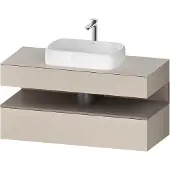 Duravit Collection One Konsolenwaschtischunterbau, 1 Auszug, 1 Schubkasten, Ausschnitt mittig, 1200x550x600mm, Nische Basalt Matt, QA4732043830010, Farbe: Taupe Supermatt/mit Nischenbeleuchtung