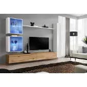 ASM-Moebel Anbauwand Wohnwand Wohnzimmer Schrankwand SWITCH XVIII mit Push Click Led