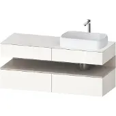 Duravit Qatego Konsolenwaschtischunterbau, 2 Auszüge, 2 Schubkästen, Ausschnitt rechts, 1400x550x600mm, Nische Taupe Matt, QA4766091220000