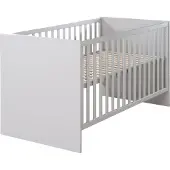 Roba Kombi-Kinderbett Lea 70 x 140 - Babybett 3-fach höhenverstellbar - umbaubar zum Kinderbett - Holz in Beige / Grau lackiert