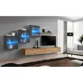 ASM-Moebel Anbauwand Wohnwand Wohnzimmer Schrankwand SWITCH XX mit Push Click Led