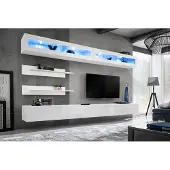 ASM-Moebel Anbauwand Wohnwand Wohnzimmer Schrankwand FLY I2-3 PVC Hochglanz Push Click Led