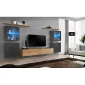 ASM-Moebel Anbauwand Wohnwand Wohnzimmer Schrankwand SWITCH XIV mit Push Click Led