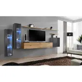ASM-Moebel Anbauwand Wohnwand Wohnzimmer Schrankwand SWITCH XI mit Push Click LED
