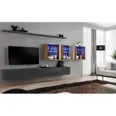 ASM-Moebel Anbauwand Wohnwand Wohnzimmer Schrankwand SWITCH XVII mit Push Click Led