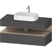 Duravit Qatego Konsolenwaschtischunterbau, 1 Auszug, 1 Schubkasten, Ausschnitt mittig, 1200x550x600mm, Nische Eiche Mamoriert, QA4732055490010