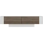 Skye Decor , Moderner TV-Ständer aus 100% melaminbeschichtetem Spanplatten, 150 x 41,6 x 31,5 cm | Wandregal (2 Stück) 40 x 16,8 cm | Zusätzlicher Stauraum, Walnuss und Weiß.