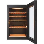 Haier Wine Bank 50 Serie 5 HWS49GA, Weinkühler mit Kompressor, Freistehend, 49 Flasche(n), F, Schwarz, Schwarz