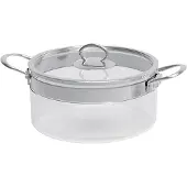 M&Co Belissam Glaskochtopf mit Deckel, Borosilikatglas, Edelstahl, 24 cm / 4.2 L, MC60084