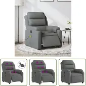 The Living Store Massagesessel Elektrisch Dunkelgrau Stoff
