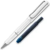 Lamy Tintenroller Safari Weiß ROLL-INK Füller ergonomisch mit löschbare Füller Tintenpatrone blau