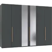 Freiraum Drehtürenschrank >LONDON< in GRAFIT / SPIEGEL - 270x208x58cm (BxHxT)