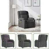 The Living Store Massagesessel Dunkelgrau Stoff