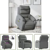The Living Store Massagesessel mit Aufstehhilfe Dunkelgrau Stoff