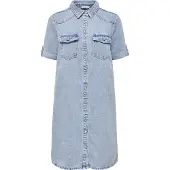 ONLY Jeanskleid "ONLLISA – Denimkleid mit Knopfleiste und Brusttaschen" Brusttaschen Baumwollmischung