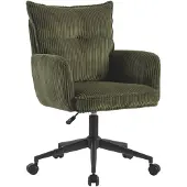 Carryhome Drehstuhl LUCIE Grün mit Cordbezug, höhenverstellbar und drehbar, 59x97x43,5 cm