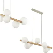 TK Lighting Glas Hängelampe Estera , dimmbar, Holz hell, für Wohn- / Esszimmer, Glas, Pendelleuchte