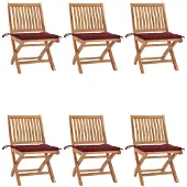 vidaXL Stabli Möbel Klappbare Gartenstühle mit Kissen 6 Stk. Massivholz Teak CC8823935