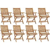 vidaXL Schlichtes Klappbare Gartenstühle mit Kissen 8 Stk. Massivholz Teak - 7835774