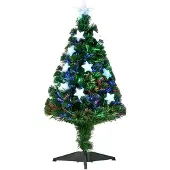 HOMCOM Weihnachtsbaum Kunsttanne 0,9 m Tannenbaum mit LED-Lichtern PVC