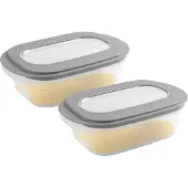 Sunware Käsebox Transparent/Grau mit Deckel – Set mit 2 Stück