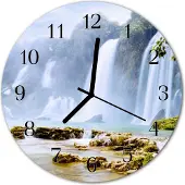 Tulup Glasuhr Wanduhr Küchenuhr Echt-Glas 30fi cm Wasserfall mehrfarbig