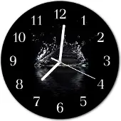 Tulup Glasuhr Wanduhr Küchenuhr Echt-Glas 30fi cm Wasser schwarz