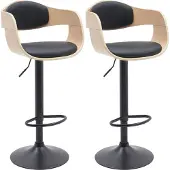 CLP 2er Set Barhocker Kingston B Kunstleder natura/schwarz